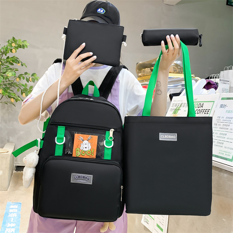 Wholesale of a new Japanese-style schoolbag with a cute and versatile campus style, a trendy four-piece backpack for primary school students details Picture