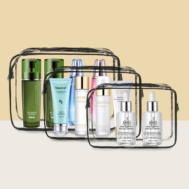 pvc waterproof transparent cosmetic bag, travel toiletries bag, multi-functional storage bag for cosmetics and toiletries full figure