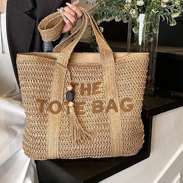 Forest-style straw woven bag for women 2025 New trendy, fashionable and retro tote bag with large capacity and vacation style woven bag Specification drawing
