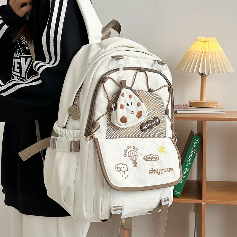 High appearance level, cute and fresh, color-blocking schoolbag with multiple layers, adorable letter embroidery backpack for primary and secondary school girls Specification drawing