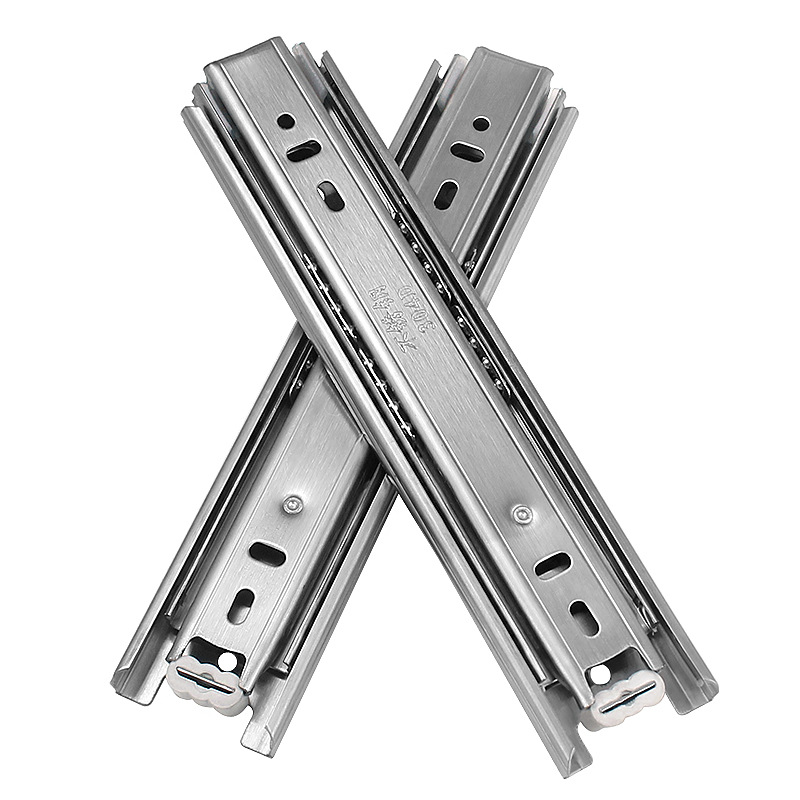 Stainless steel drawer slide rails, three-section guide rails, thickened silent slide rails, 45mm wide three-fold steel ball slide rails, drawer rails Item Picture