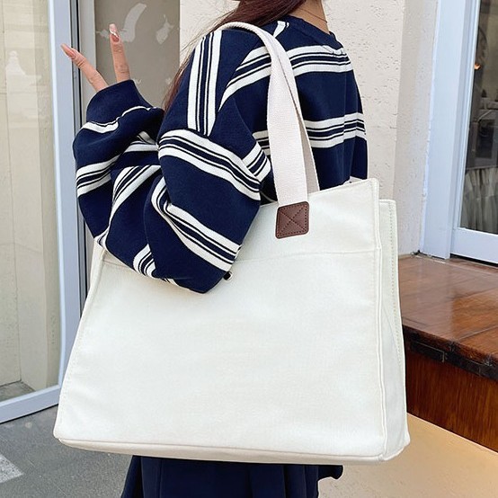 High-end canvas bags, thickened large-capacity eco-friendly gift bags, enterprise and school advertising and promotion canvas bags, fashionable and versatile full figure