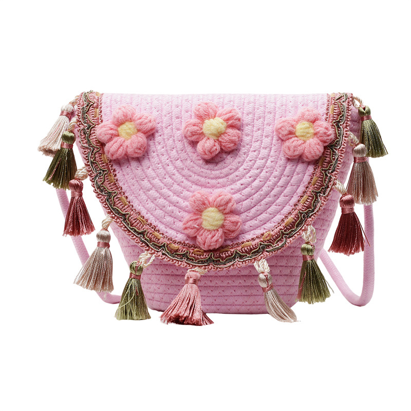 A new women's hand-woven bag with a ethnic style, fashionable and niche, beach vacation single-shoulder crossbody bucket bag Item Picture