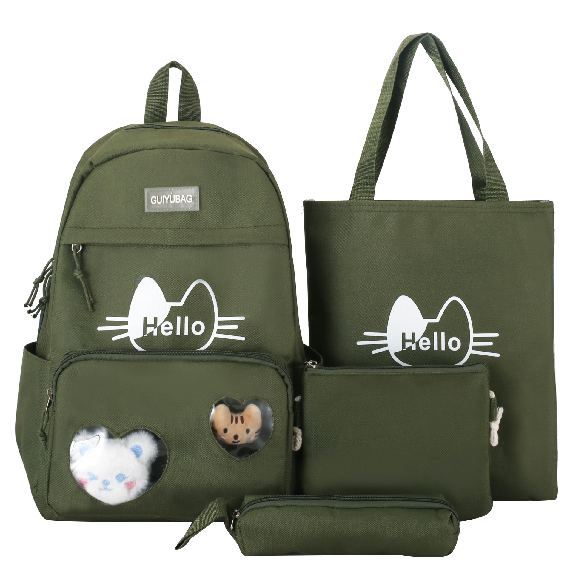 Wholesale of new large-capacity casual canvas backpacks for female middle school students in a Korean style with a fresh and cute cartoon design Item Picture