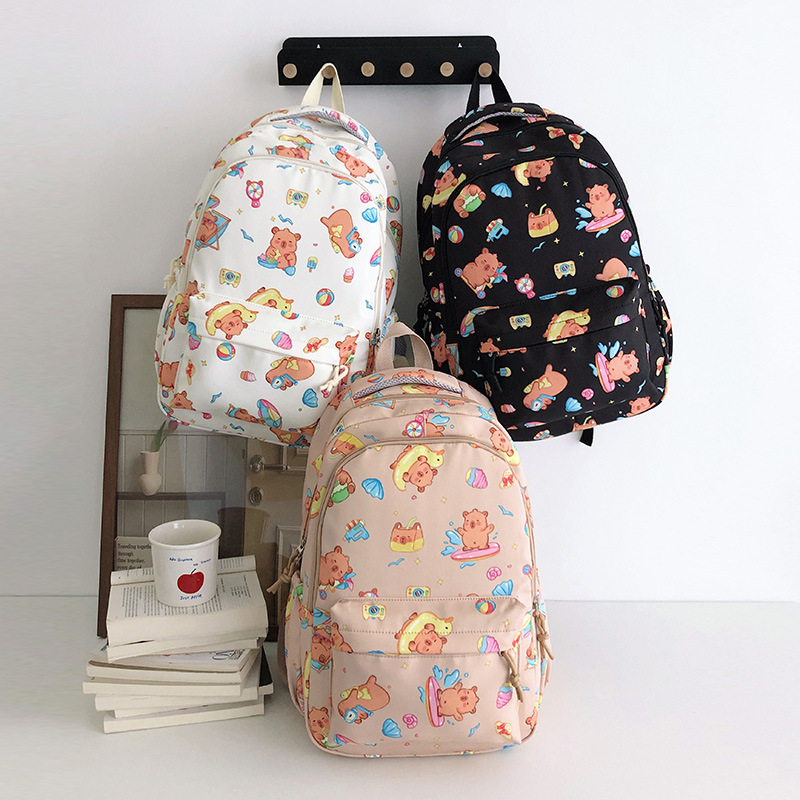 The cute Capibara backpack for cross-border college students is fashionable and trendy, with a girlish heart and a backpack for primary school students Specification drawing