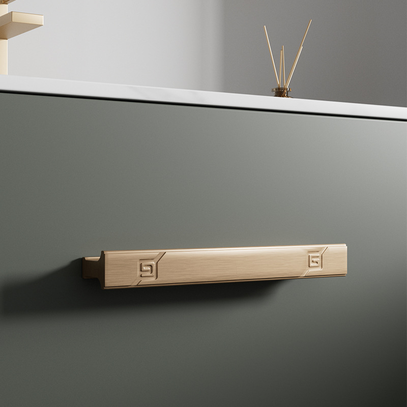 New Chinese-style simple cabinet door handle square long pull, aluminum alloy home decoration cabinet, shoe cabinet, drawer, wardrobe small handle details Picture