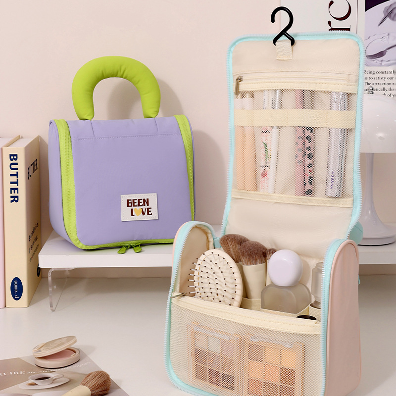 Runhui cotton candy hook toiletry bag, business trip and travel cosmetics storage bag, large capacity makeup bag, one-piece consignment details Picture