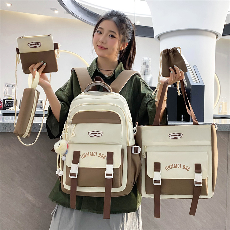 Backpack for junior high school girls and primary school students, large capacity, high appearance level, cute and versatile for girls, multi-piece backpack set details Picture