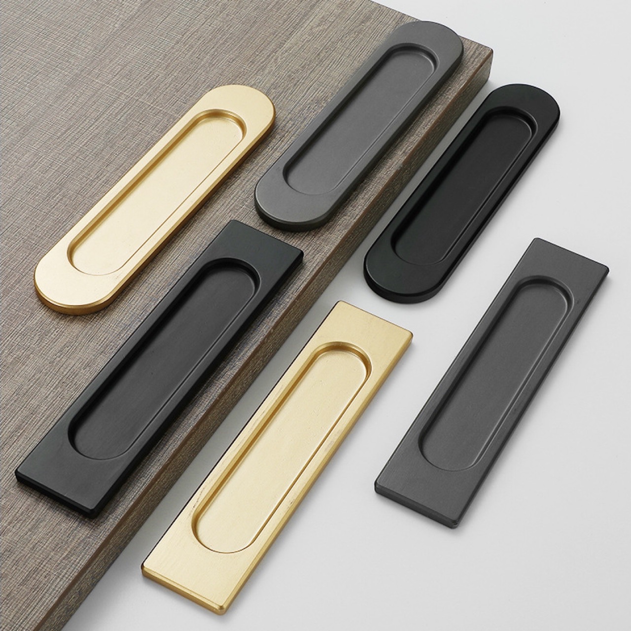 Non-drilling adhesive sliding door handle, gold, black, gray, warehouse door, glass door, kitchen door, drawer invisible handle full figure