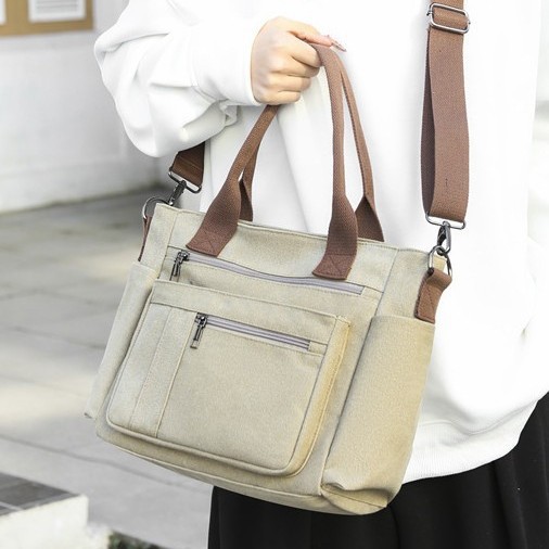 Cross-border women's canvas single-shoulder bag, large-capacity handbag, tote bag, Korean-style casual and lazy crossbody bag under the armpit details Picture