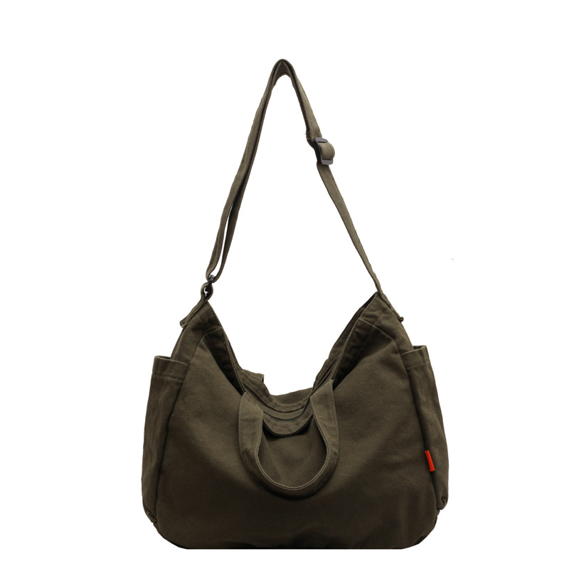 Japanese crossbody bag with artistic style, canvas bag for women 2024 new model, large capacity, solid color, simple hand-held shoulder bag for women Item Picture