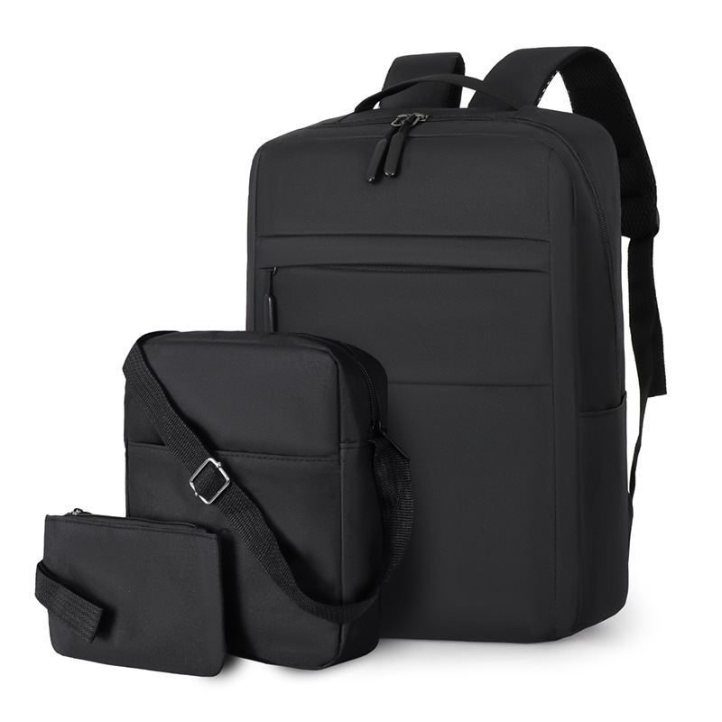 New cross-border men's three-piece backpack, USB business casual computer backpack, large-capacity middle school student schoolbag Item Picture