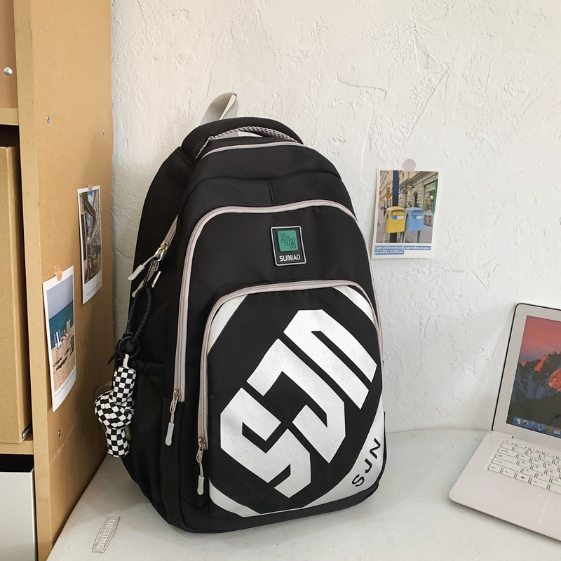 Large-capacity, stylish letter-shaped backpack for college students, lightweight schoolbag for casual travel, travel backpack for reducing burden, study tour bag Specification drawing