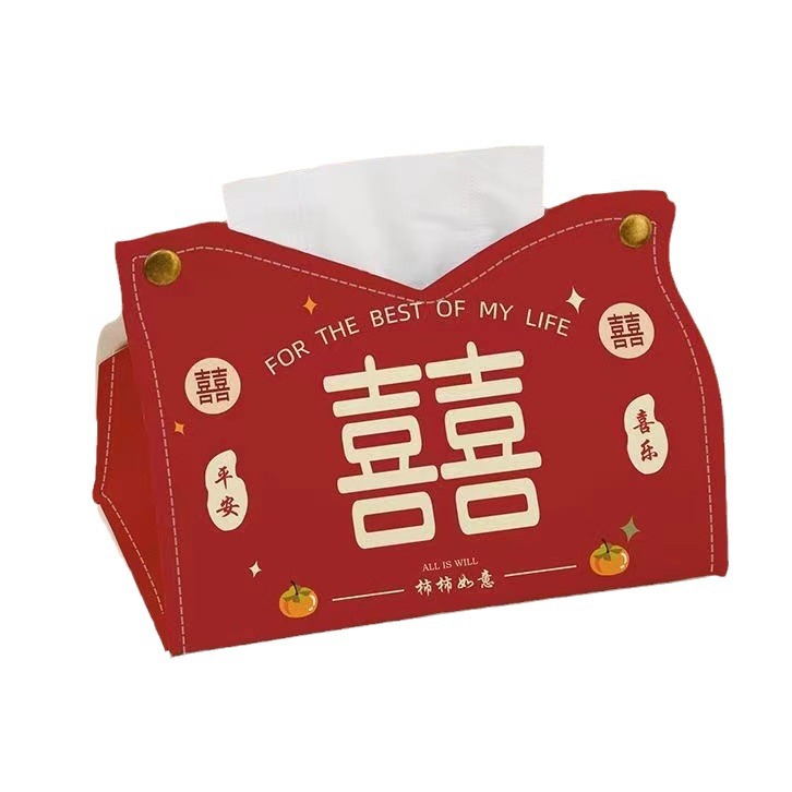 High-end wedding supplies: Tissue box, red tissue box, storage for newlyweds, bedroom, tissue box, wedding for women Item Picture