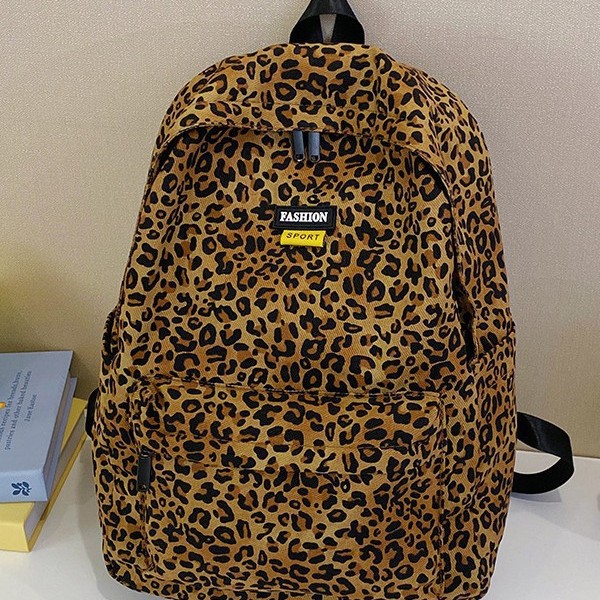 Leopard print Ins-style large-capacity schoolbag, a new trendy and niche backpack for female college students, and a backpack for male junior and senior high school students Specification drawing