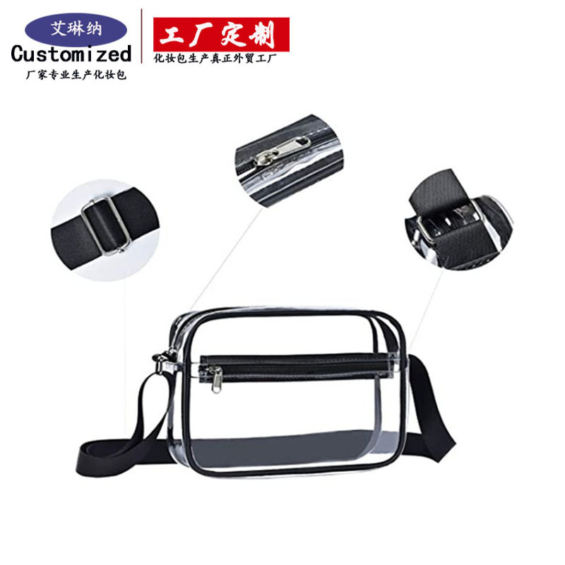 New transparent PVC crossbody bag, outdoor travel portable hand-held toiletry bag, cosmetic storage box processing and customization Specification drawing
