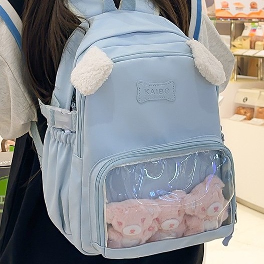 Cute student large-capacity backpack, soft and adorable puppy backpack for girls, pain relief bag, versatile and fashionable plush backpack full figure