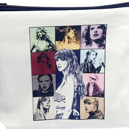 Cross-border Amazon temu best-selling Taylor cosmetic bag, linen double-sided printed cosmetic bag, letter pattern zipper bag details Picture