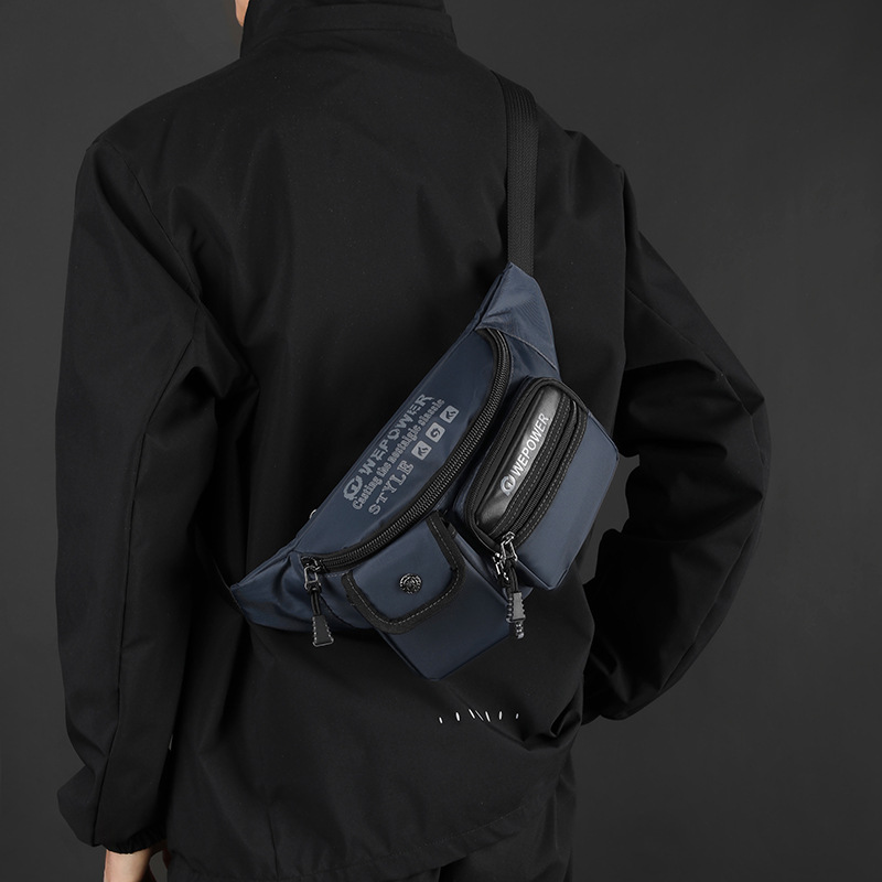 The new WEPOWER men's functional waist bag is simple, lightweight, crossbody single-shoulder bag and multi-layer outdoor storage chest bag Specification drawing