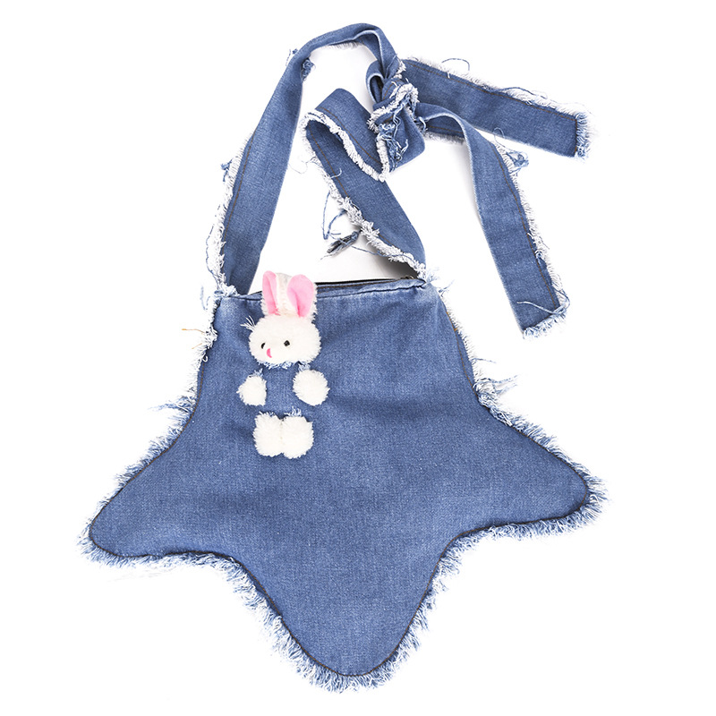 The new denim bear large-capacity women's single-shoulder bag is simple and versatile, a cross-border simple commuting tote bag and a crossbody bag Item Picture