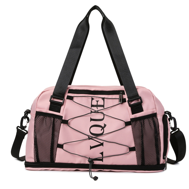Travel bag, large-capacity hand-held sports and fitness bag, independent shoe compartment, simple and fashionable, letter printed single-shoulder crossbody bag Item Picture