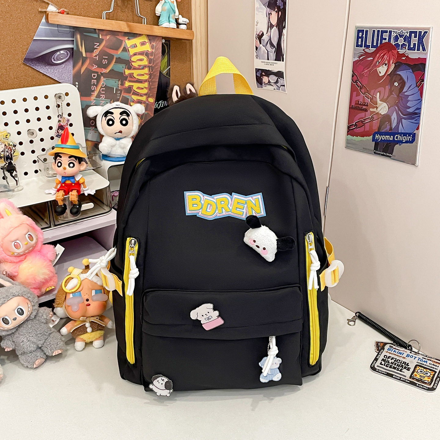 ins Versatile university birthday series backpack, large-capacity backpack, simple solid color backpack for high school and junior high school students Application Scenario