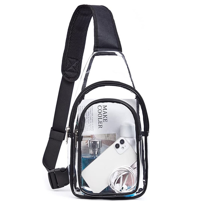 Cross-border bestsellers: PVC transparent single-shoulder bag, outdoor travel sealed waterproof storage bag, double-layer crossbody bag Item Picture
