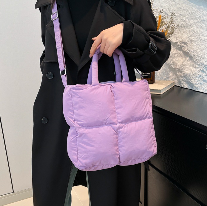 Autumn and winter Korean Instagram laid-back style gentle cotton bag, tote bag, large-capacity cotton jacket bag, underarm single-shoulder bag for women details Picture
