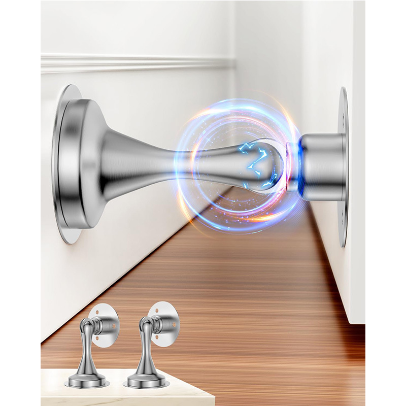 Strong magnetic stainless steel door suction without drilling, home decoration silent wall suction, anti-collision thickened black door suction, suitable for both floor and wall installation full figure