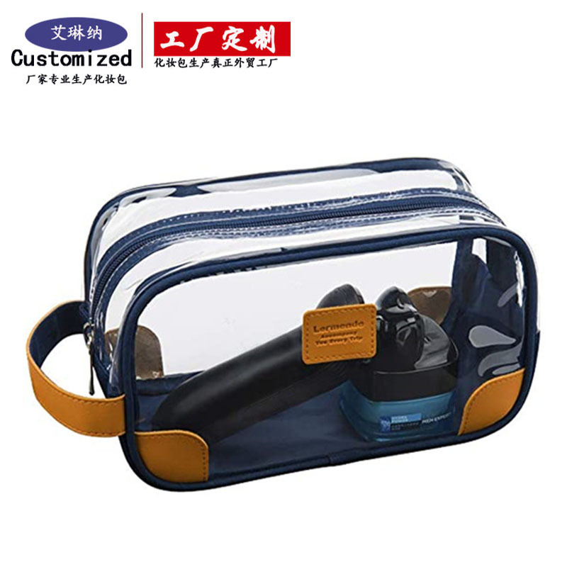 In 2022, Amazon's new PVC transparent travel bags, toiletries and makeup bags are processed and customized in accordance with aviation requirements full figure