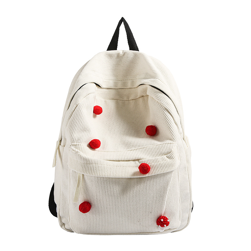 Large-capacity schoolbag, cute student backpack, retro casual corduroy backpack, fashionable and fresh computer bag Item Picture
