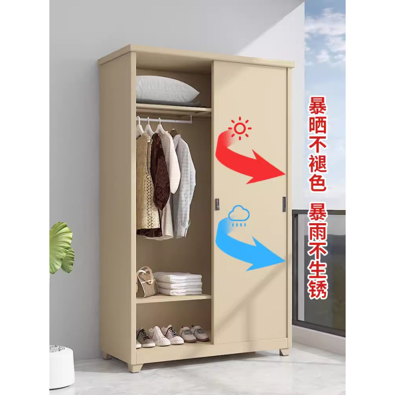 Balcony cabinet, household sliding door, iron sheet wardrobe, large-capacity storage cabinet, foreign trade factory supply chain factory Application Scenario