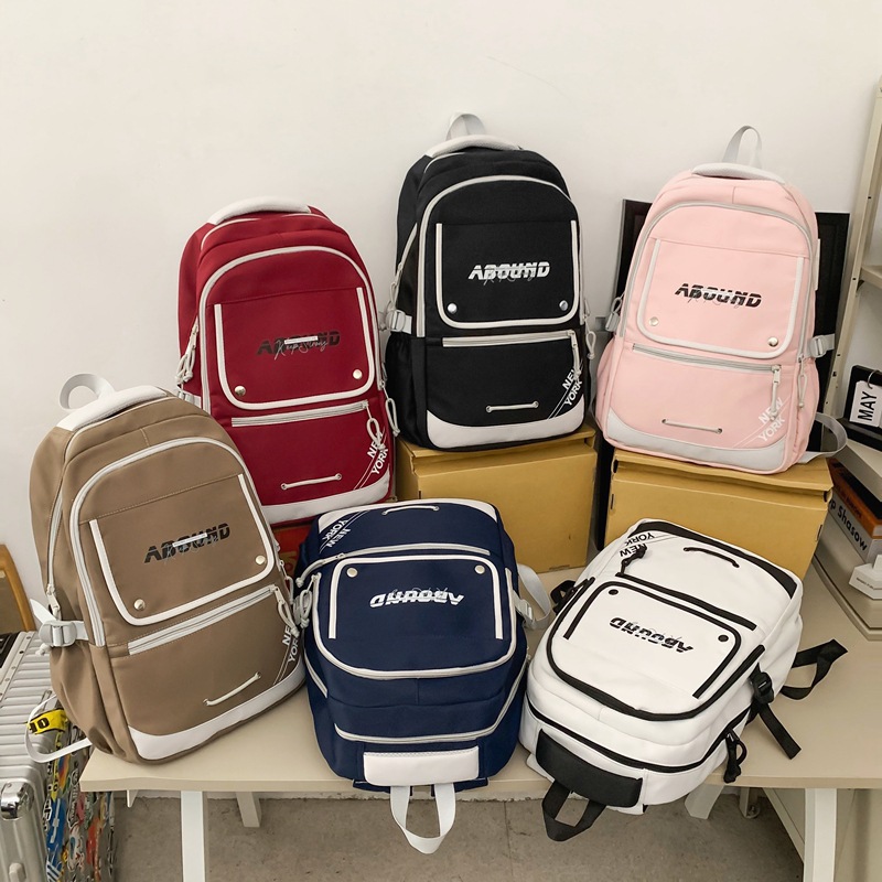 New student backpack for women: Durable letter-printed computer backpack, casual, simple and trendy, large-capacity backpack for men Application Scenario