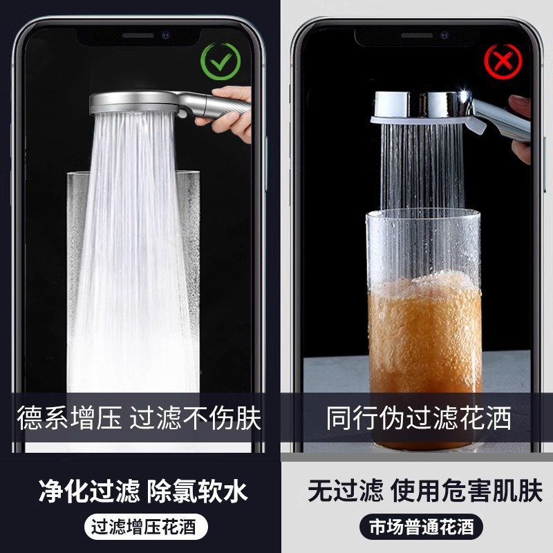 Super strong filtering and pressurized showerhead, household bathroom water heater, shower head, bath head, rain shower set details Picture