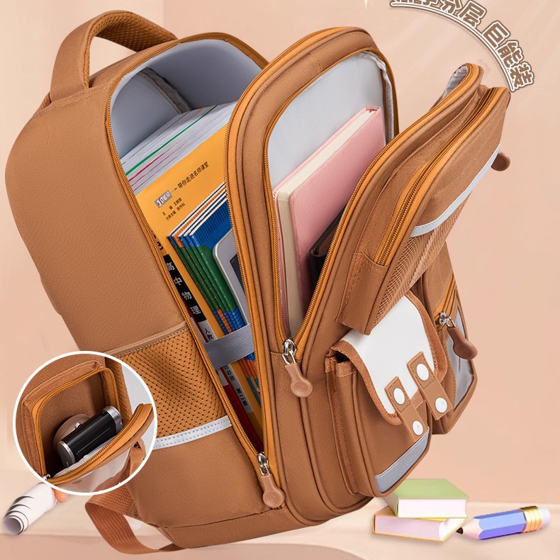 The new Kapibala schoolbag for girls in grades one, two, three to six can reduce the burden and has a large capacity. It is a double backpack for girls Specification drawing