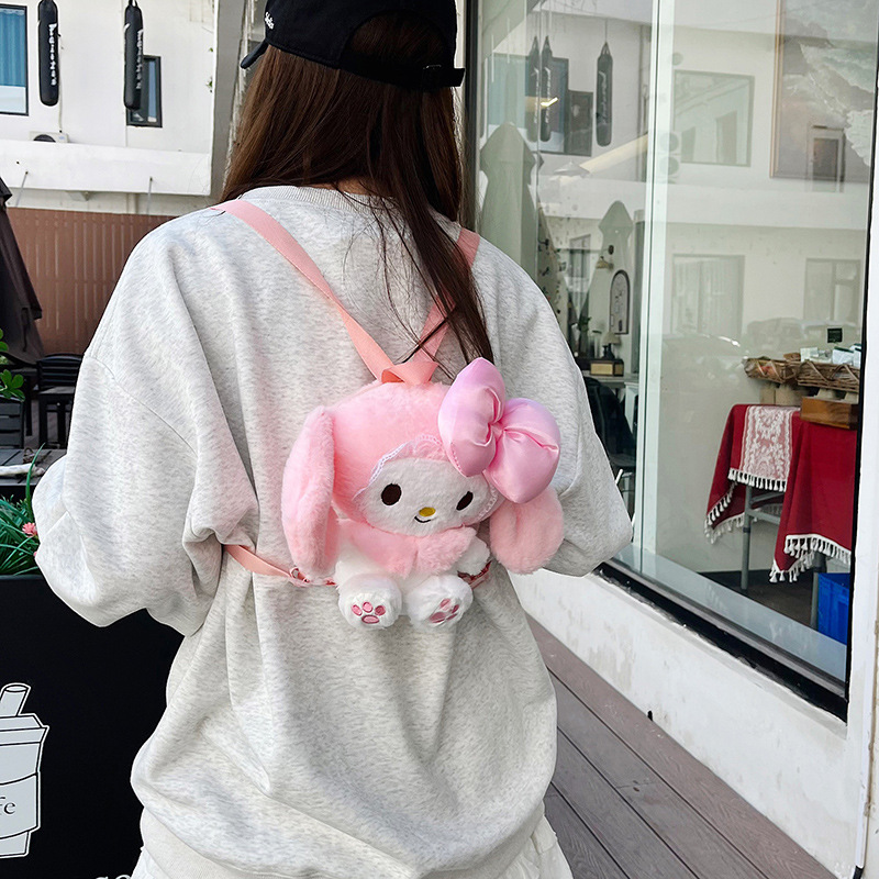 Cartoon cute plush bag 2024 new style lace puppy double-back pink doll backpack Grab doll exchange Application Scenario