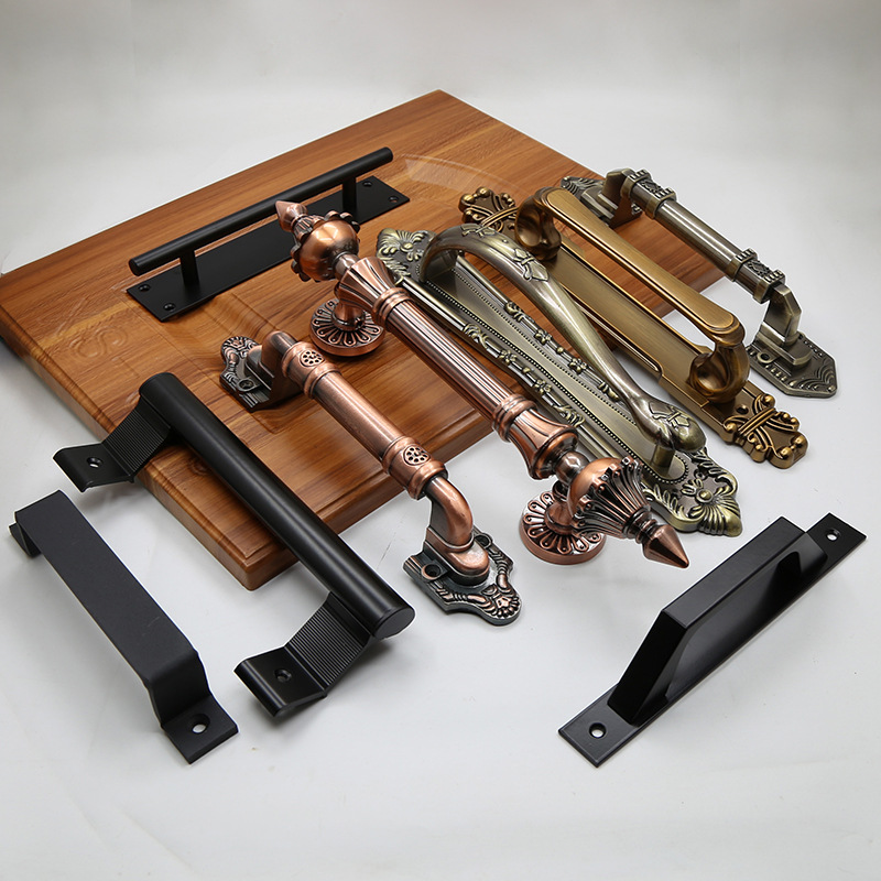 Cross-border heavy-duty door handle, American-style sliding barn door handle, easy to install, no need for drilling, large wooden door handle, exposed installation full figure