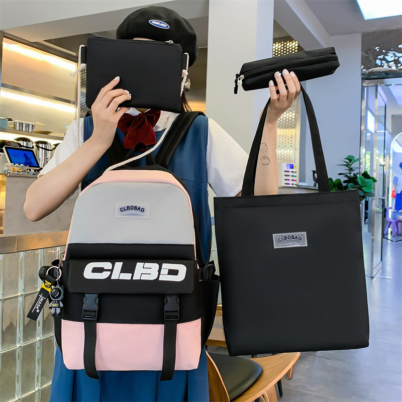 Wholesale junior high school campus Ins-style backpacks, Japanese-style high appearance level letter student backpacks, schoolbags for girls, one-piece consignment details Picture