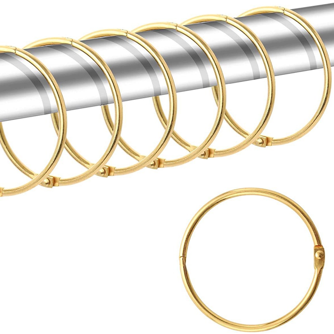 Bath curtain ring, black open curtain ring, circular bath ring hook, Roman ring, movable card ring, book ring Specification drawing