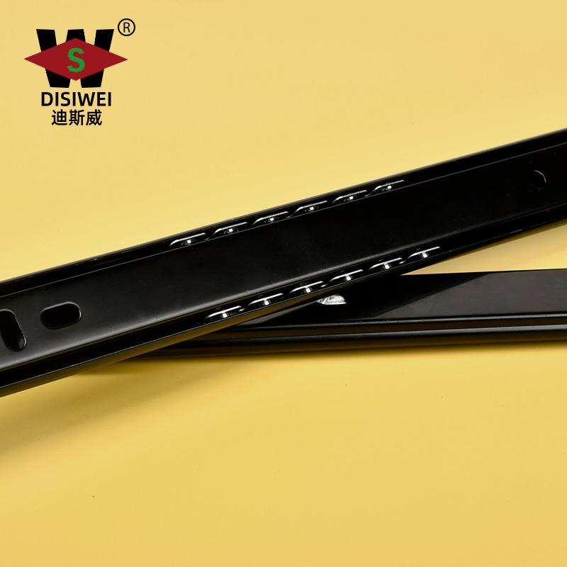 Disway 12-inch two-section bottom slide rail, black 14-inch 27-wide keyboard slide rail, ball buffer guide rail slide Specification drawing