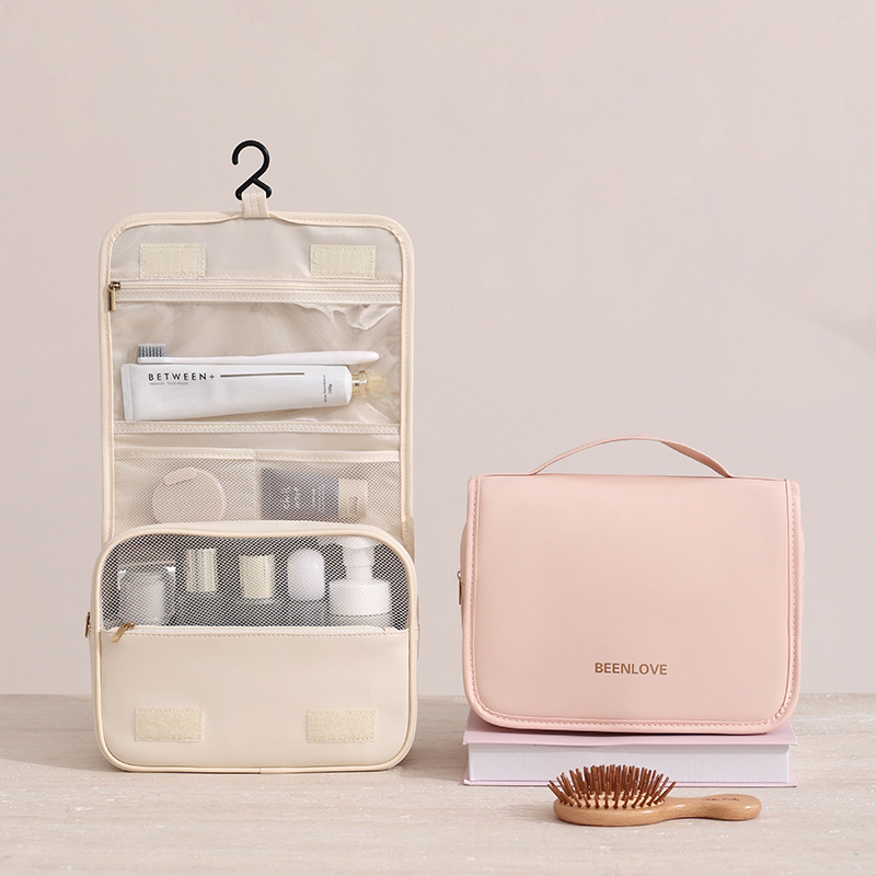 Runhui's new Naisi hook toiletry bag, skin-like leather film makeup storage bag, large-capacity makeup bag, one-piece consignment details Picture