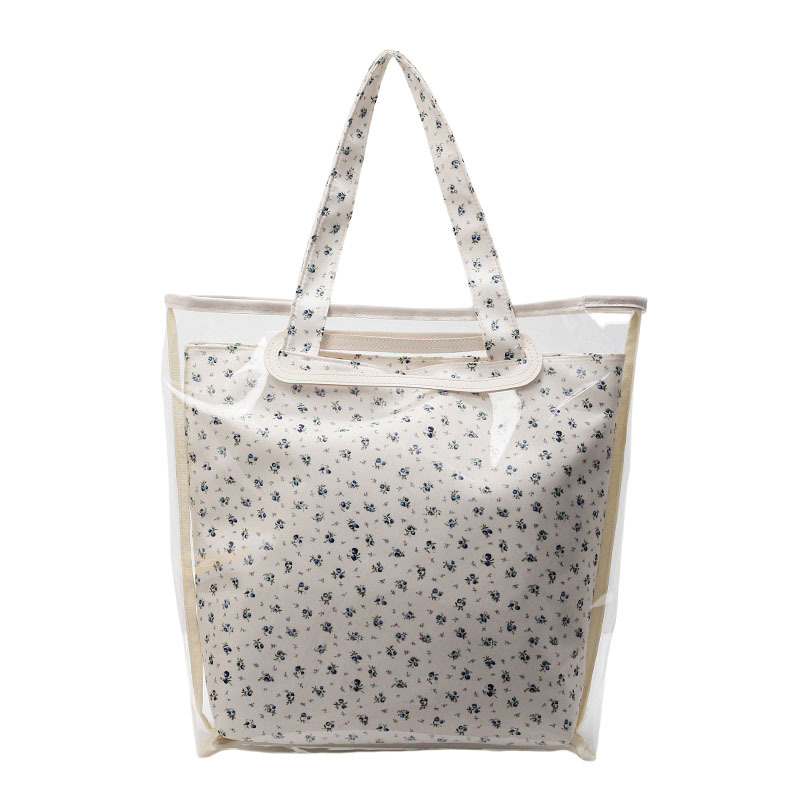 New Spring/Summer 2025 versatile girlish casual bag, double-layered floral print large-capacity outdoor tote bag, single-shoulder bag Item Picture