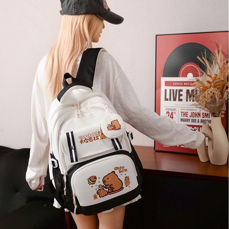 New Kapibala backpack for primary and middle school students, high appearance level, lightweight and large capacity, one-piece consignment details Picture