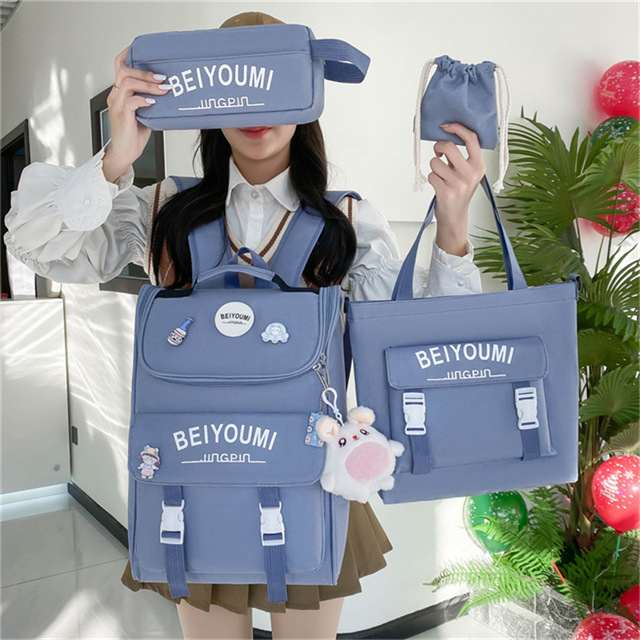Korean version of ins lightweight, lightweight and spine-protecting four-piece set, high school, high school and college students' high appearance level tutorial bag backpack Application Scenario