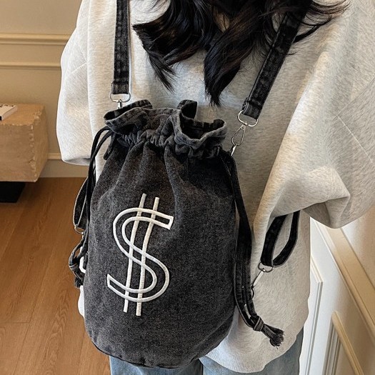 2025 Women's crossbody bag, denim letter backpack, niche and quirky canvas small backpack, single-shoulder crossbody bag, dual-purpose bag Application Scenario