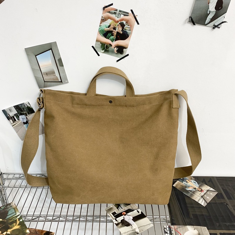 Japanese-style simple canvas bags for men and women, cool large-capacity hand-held shoulder bags, casual student class Korean-style crossbody bags Specification drawing