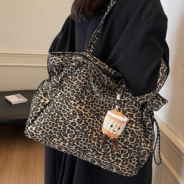New cross-border women's bags for autumn and winter: leopard print tote bags, crossbody women's bags, fashionable and casual, large-capacity bags for women Specification drawing