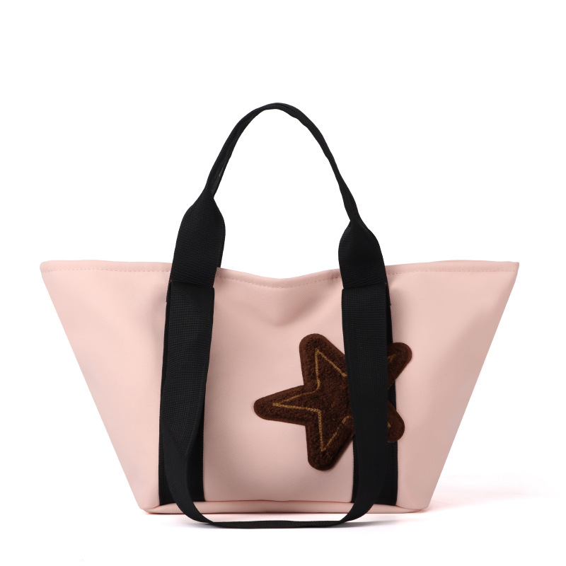 The 2025 new fashion star women's bag, color-blocking large-capacity fabric bag, women's single-shoulder casual handbag and underarm bag Item Picture