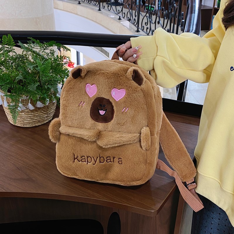 The new Capibara plush Capybara backpack is cute and versatile, a student backpack with a girlish heart and a large capacity details Picture