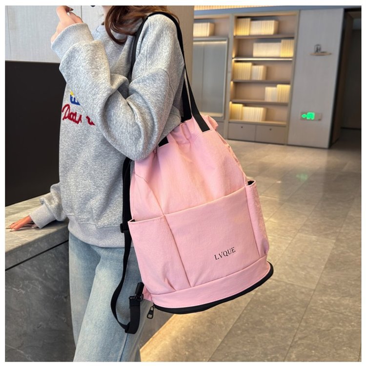 Cross-border dry-wet separation double-back storage bag, women's outdoor sports training drawstring pocket, independent shoe compartment, swimming and fitness bag Specification drawing